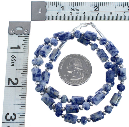 Southwest Dumortierite Authentic Sterling Silver Bead Necklace BX119848